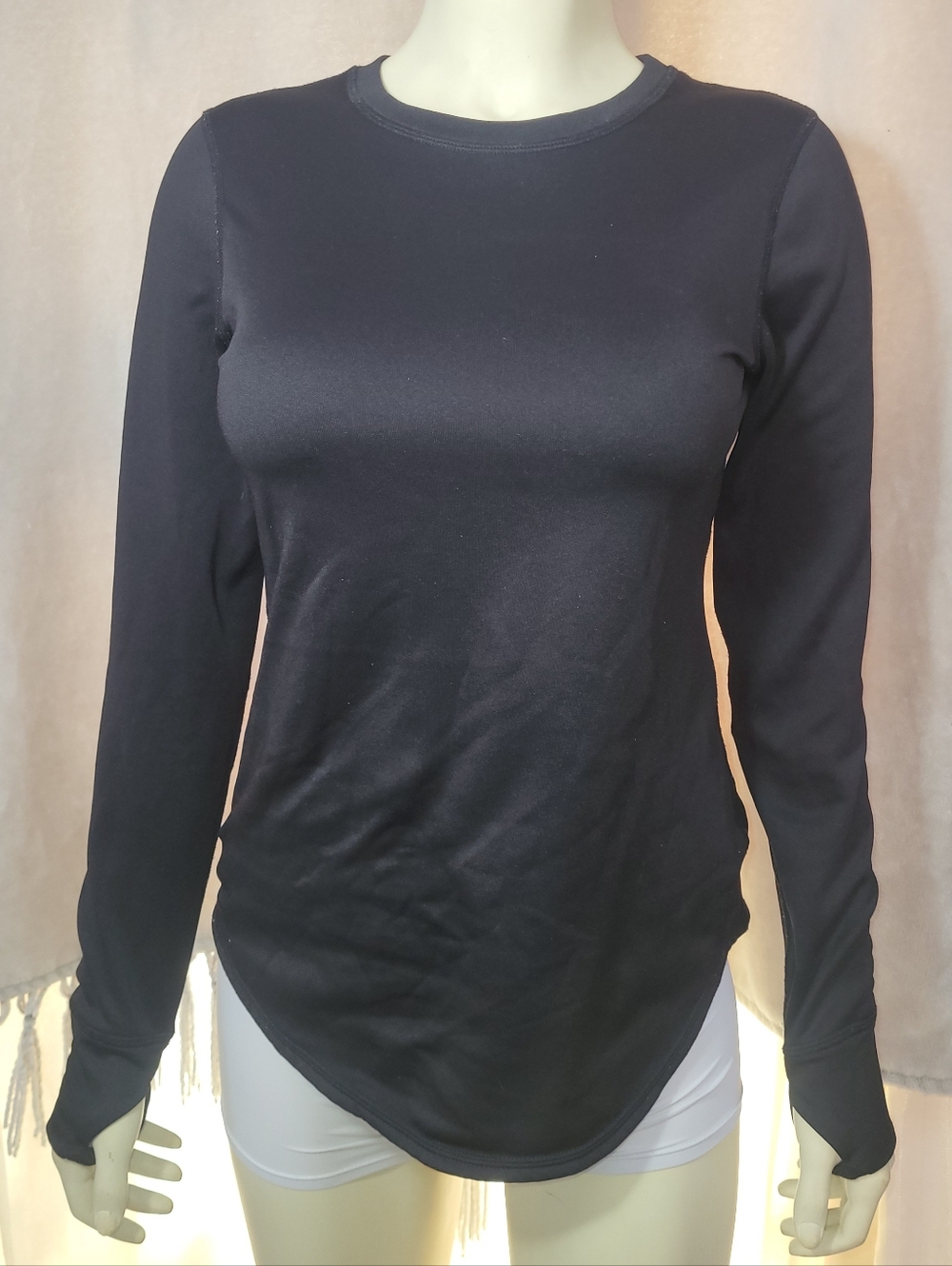 Cuddl Duds Black Long-Sleeve Crewneck Top XS